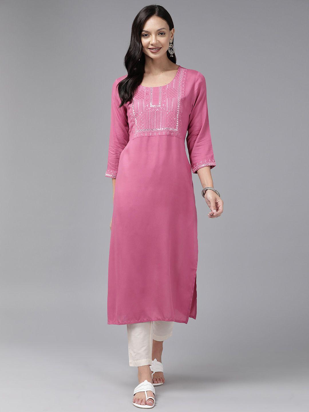 amirah s yoke design sequinned cotton kurta