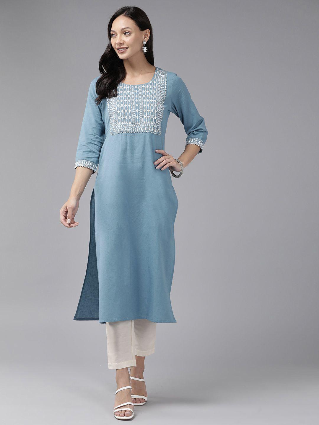 amirah s yoke design sequinned cotton kurta