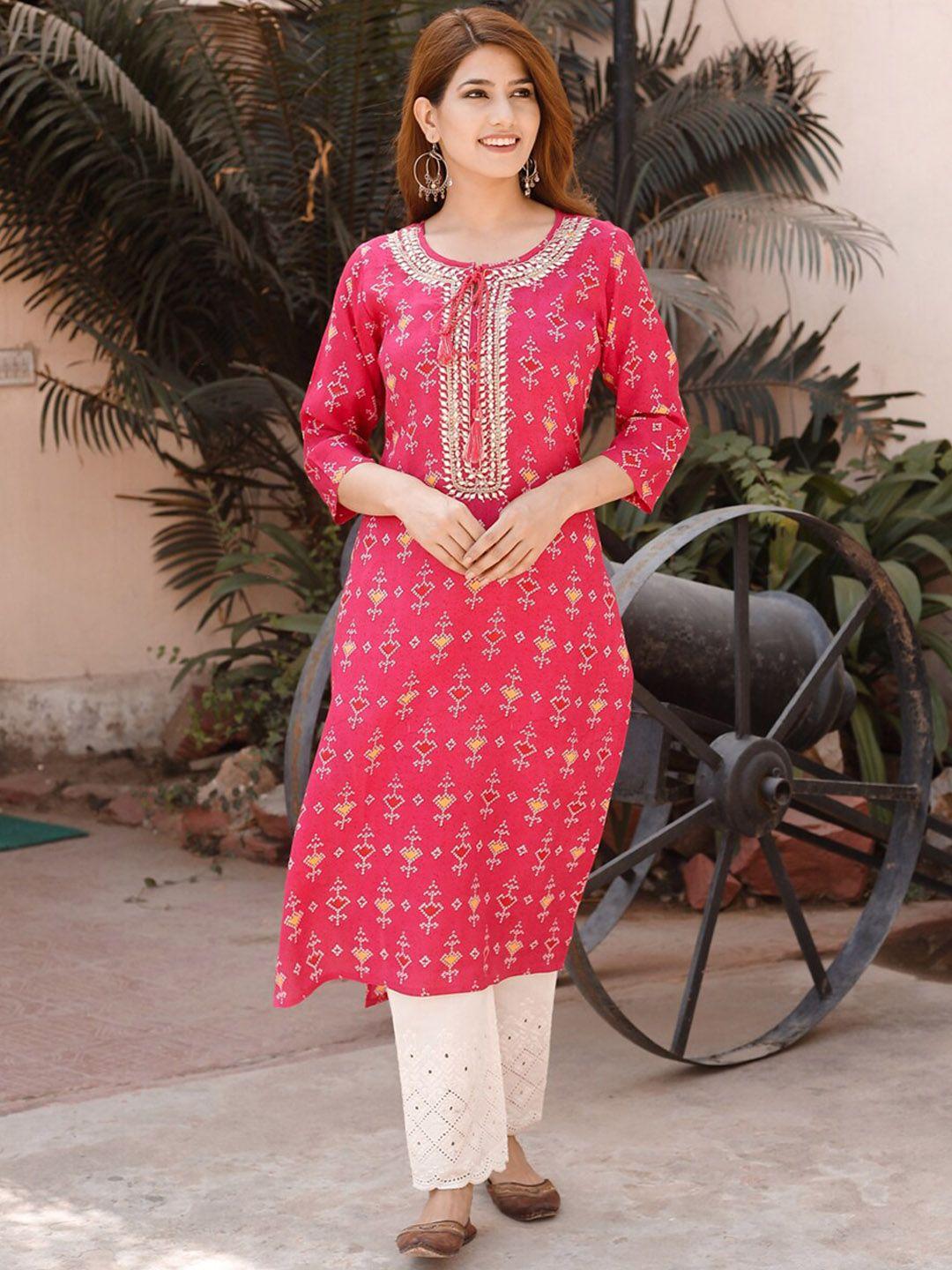 amiras indian ethnic wear ethnic motifs embroidered mirror work kurta with trousers