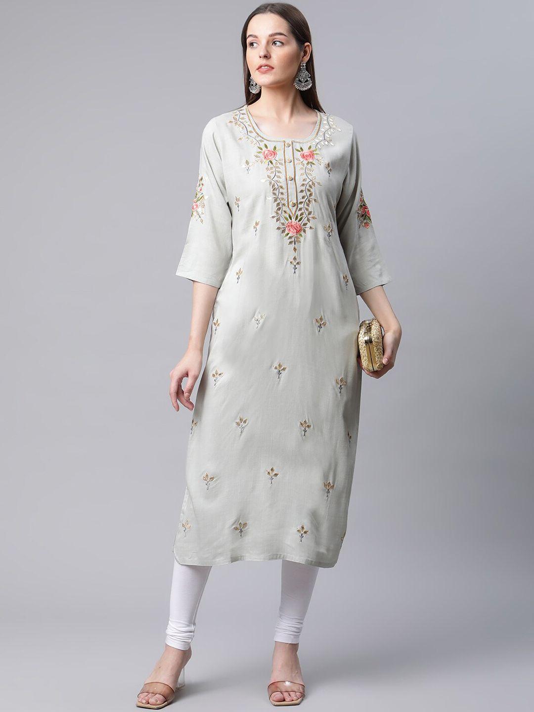 amiras indian ethnic wear floral embroidered gotta patti kurta with leggings