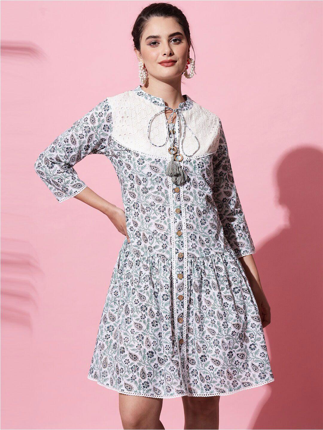 amiras indian ethnic wear floral printed cotton dress