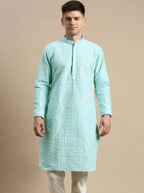 amodh by kisah blue regular fit embellished kurta