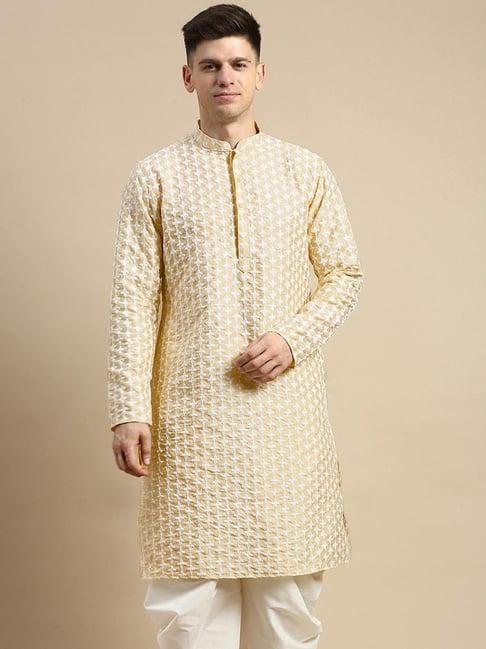 amodh by kisah yellow regular fit embellished kurta