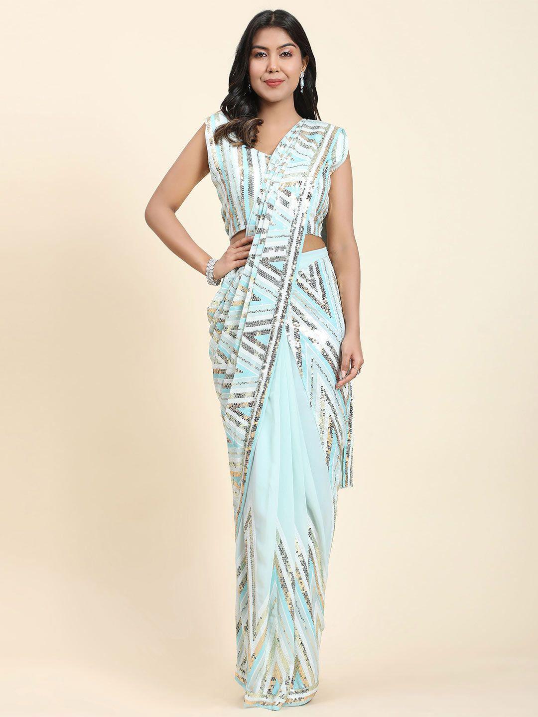 amoha trendz geometric embellished sequinned ready to wear saree