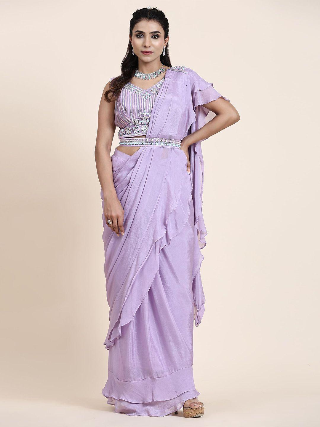 amoha trendz mirror work pure silk ready to wear saree