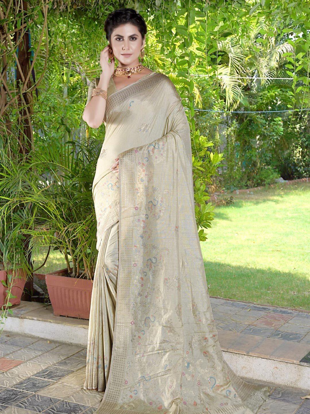 amoha silk woven design floral zari pure silk tussar saree