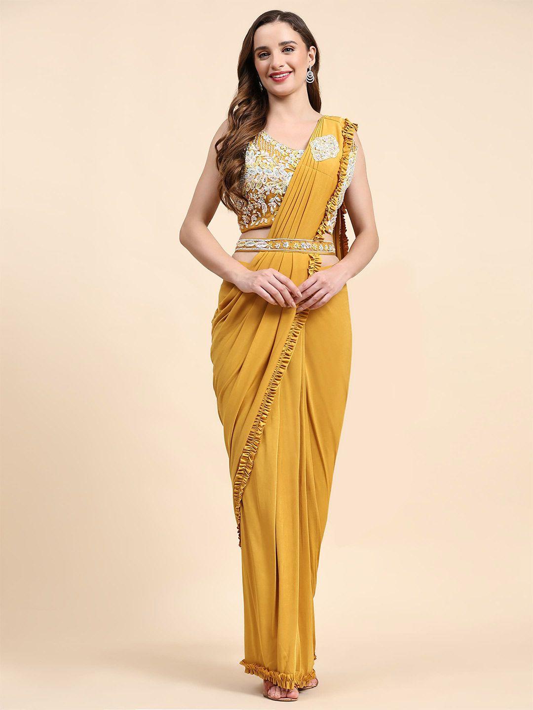 amoha trendz embroidered ready to wear saree