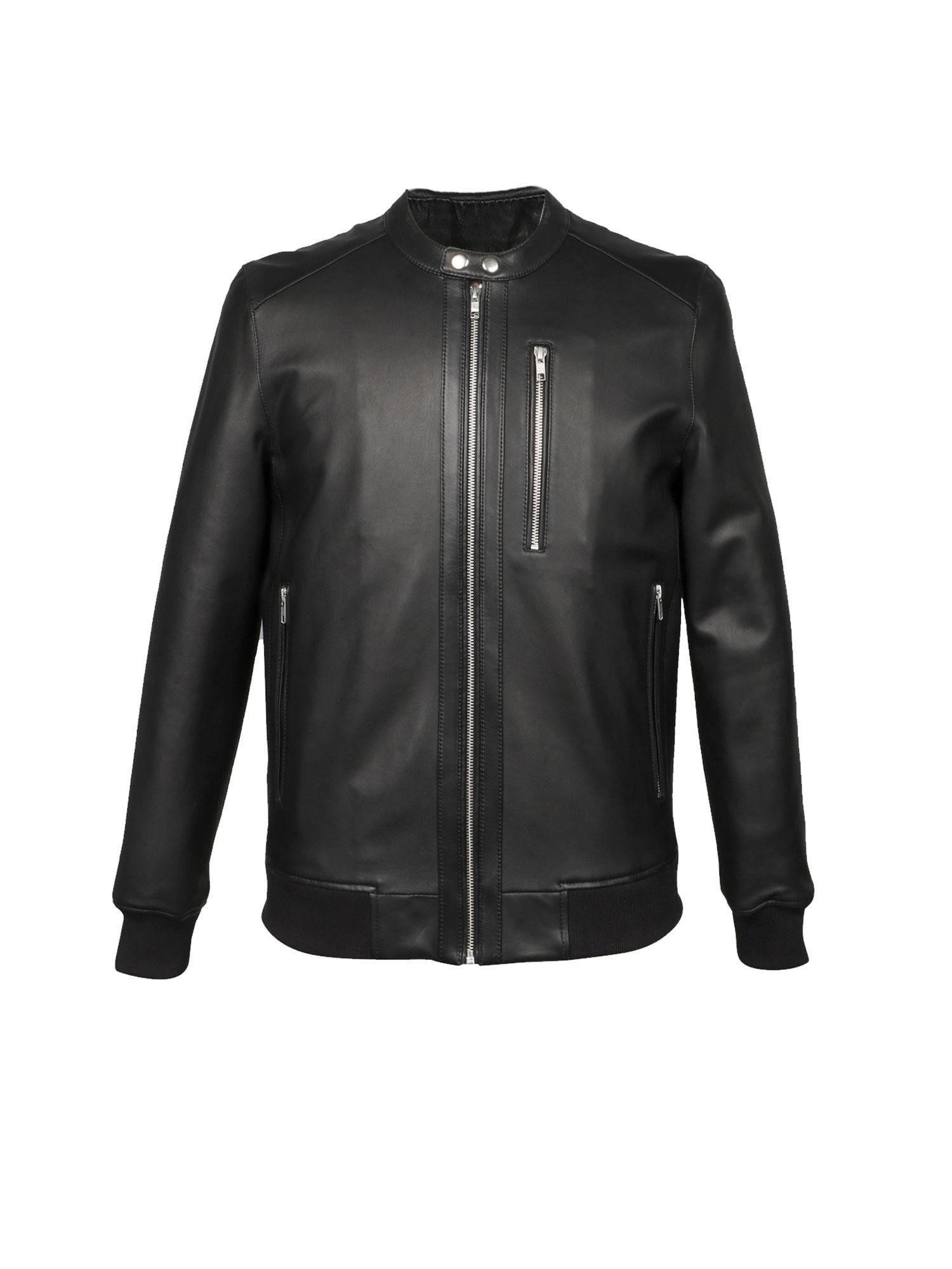 amorino black leather men bomber jackets