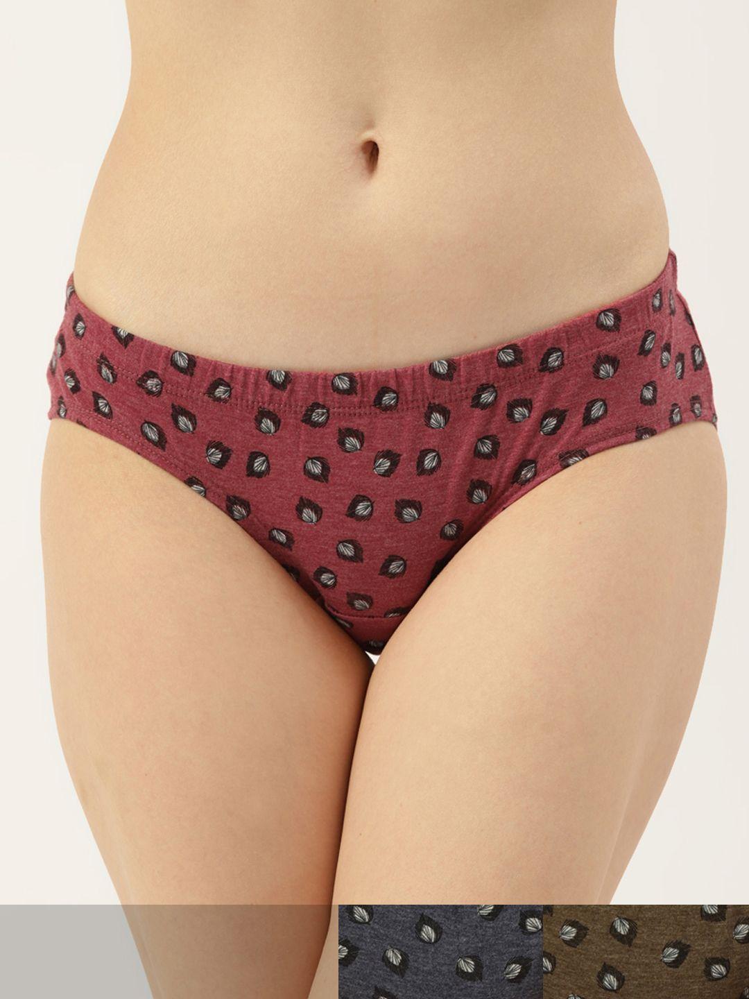 amosio women pack of 3 cotton floral print mid-rise hipster briefs hp-9022-3