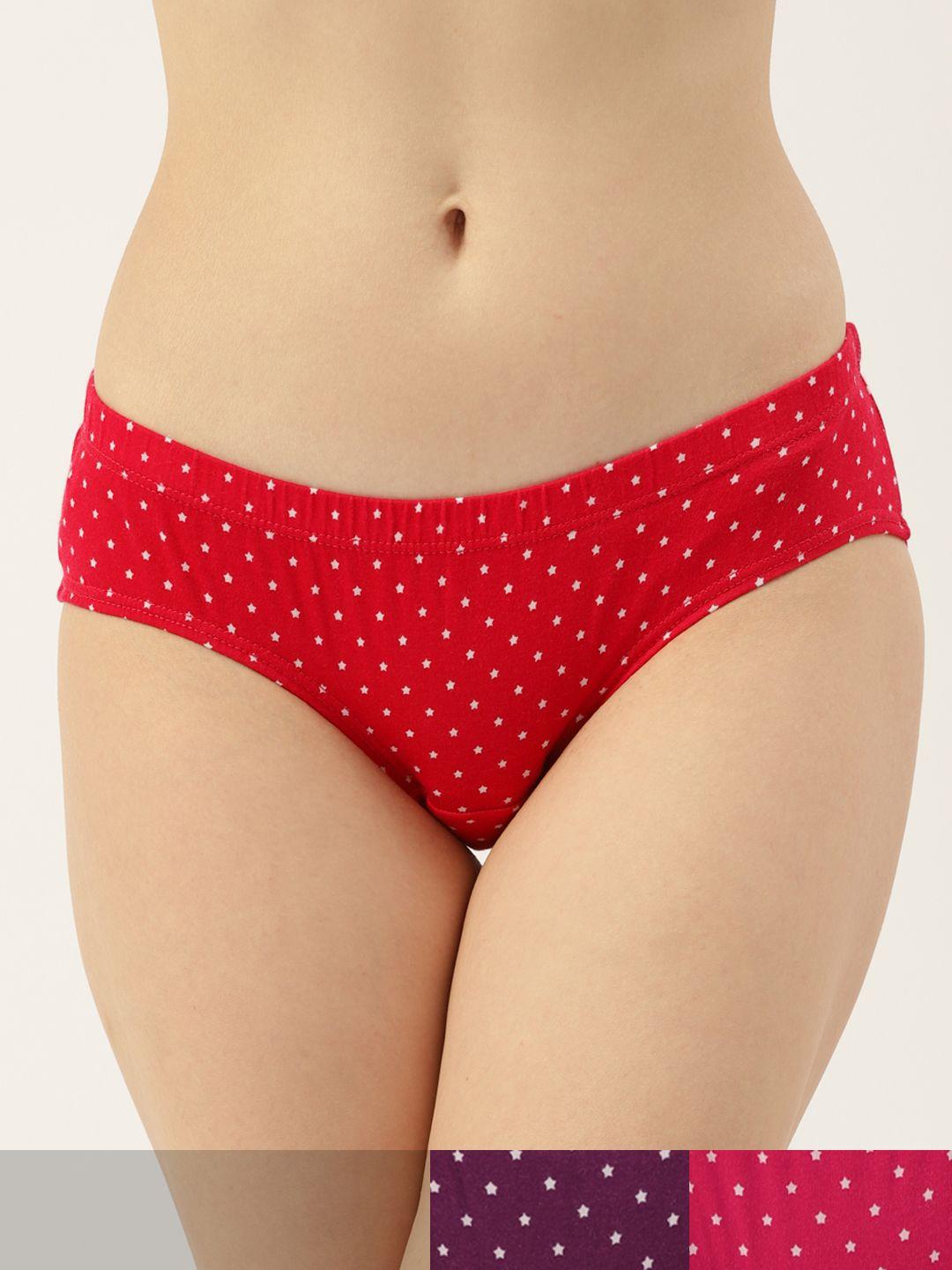 amosio women pack of 3 cotton polka dots print mid-rise hipster briefs hp-9019-3