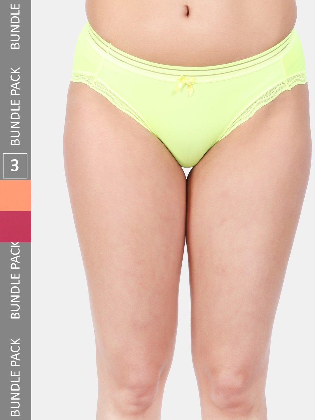 amour secret pack of 3 mid-rise  anti-bacterial bikini briefs