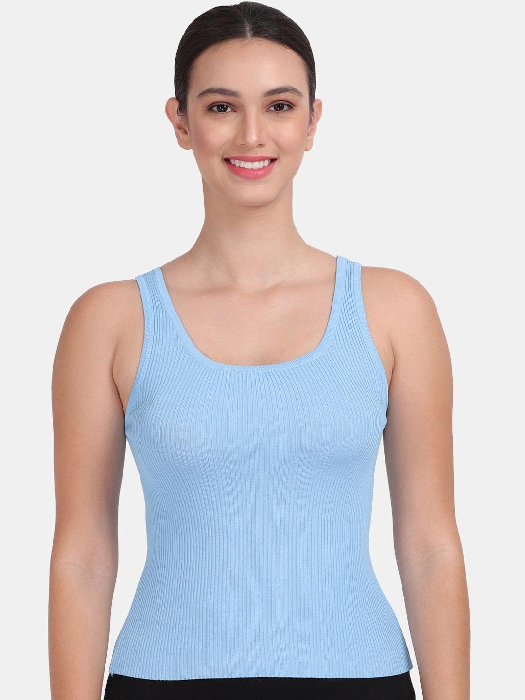 amour secret women blue solid non-padded scoop neck  camisoles