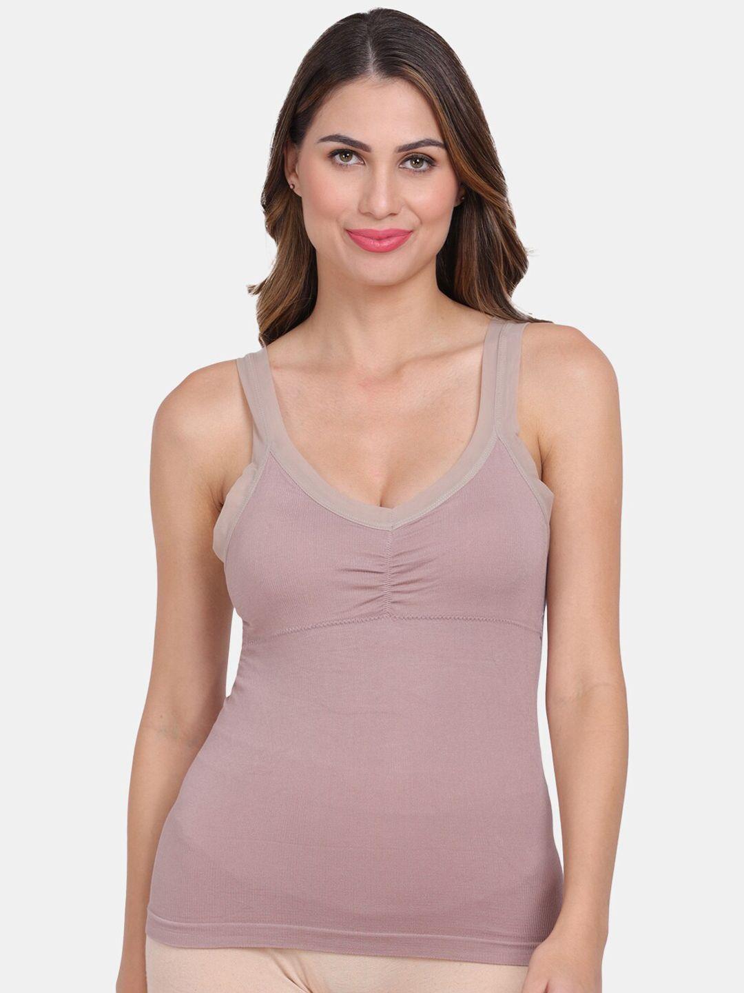 amour secret women mauve lightly-padded stretch fit seamless camisole