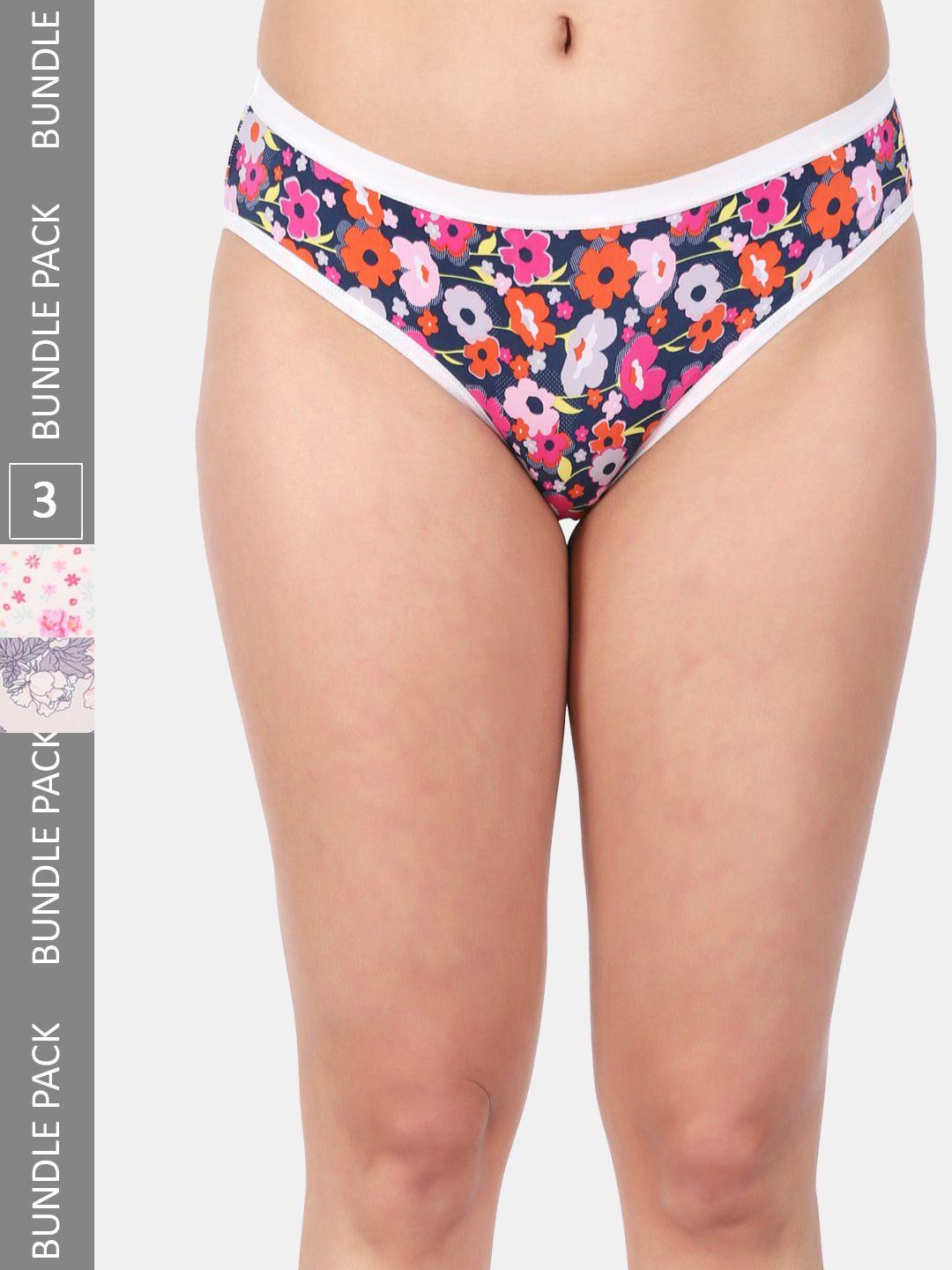 amour secret women pack of 3 printed anti-bacterial bikini briefs