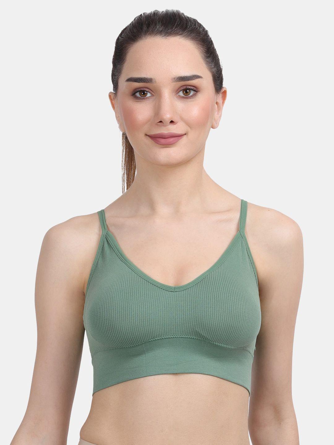 amour secret medium support striped rapid dry green bra