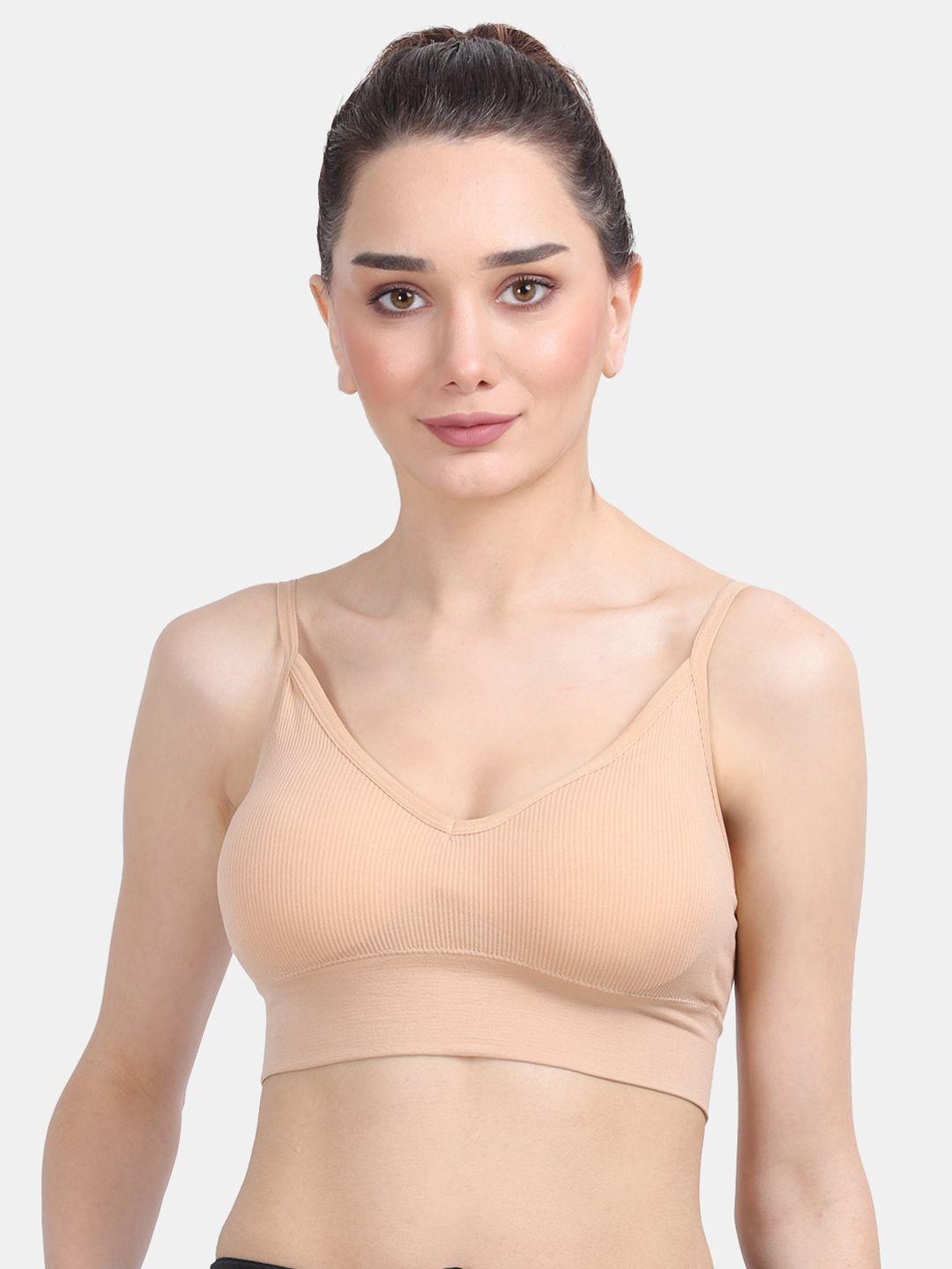 amour secret nude-coloured solid rapid-dry workout bra