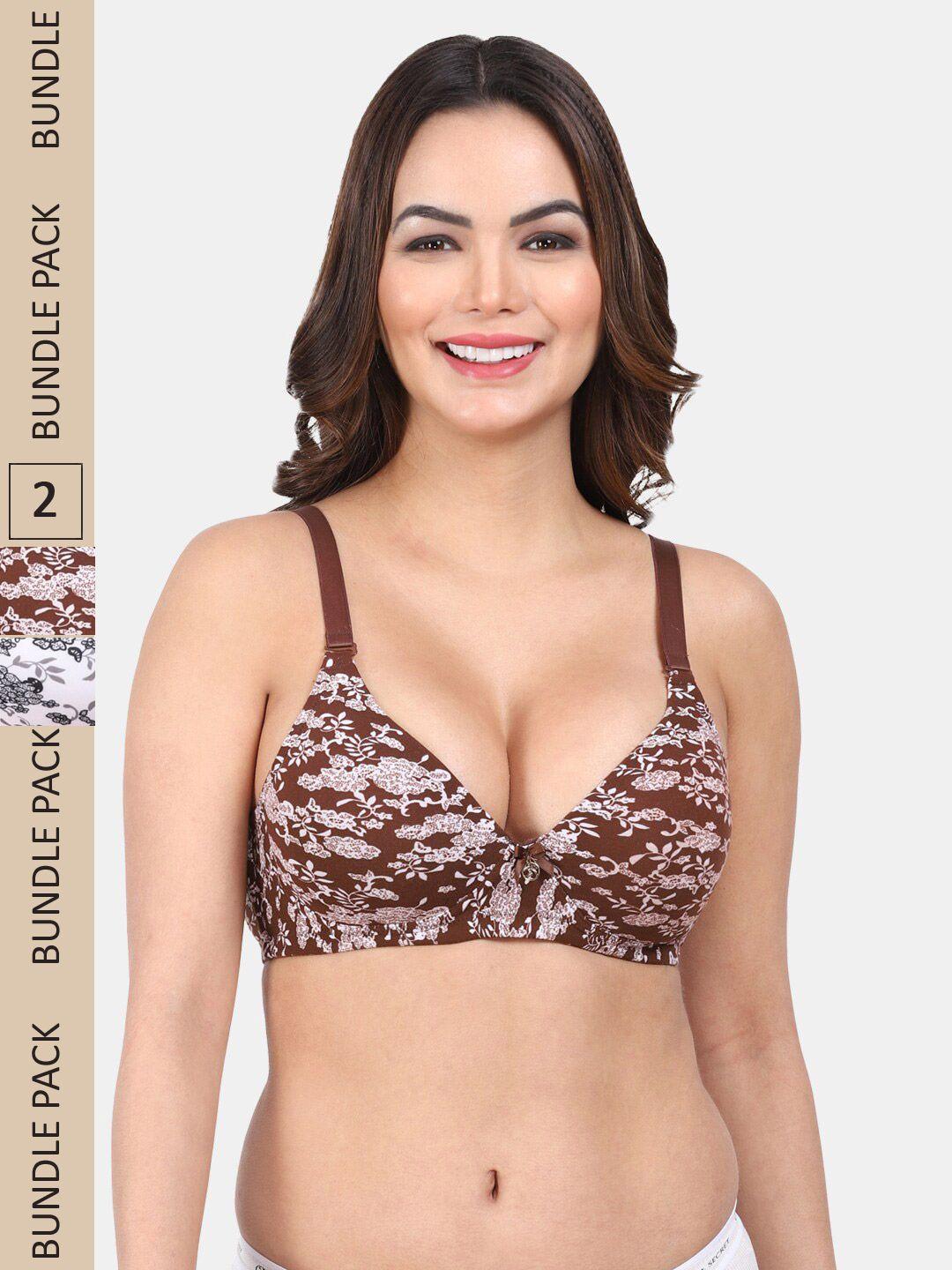 amour secret pack of 2 floral printed full coverage lightly padded t-shirt bra