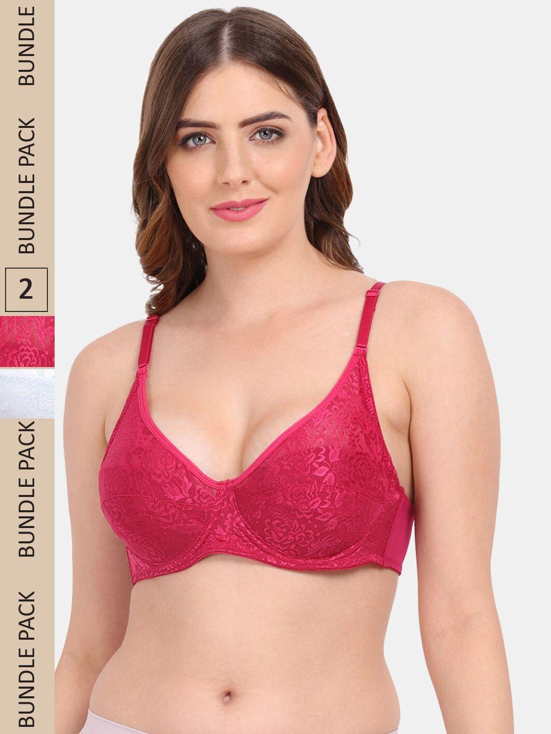 amour secret pack of 2 floral underwired & non padded push-up bra