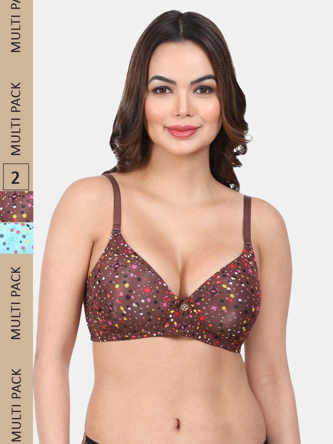 amour secret pack of 2 polka dots printed lightly padded full coverage t-shirt bra