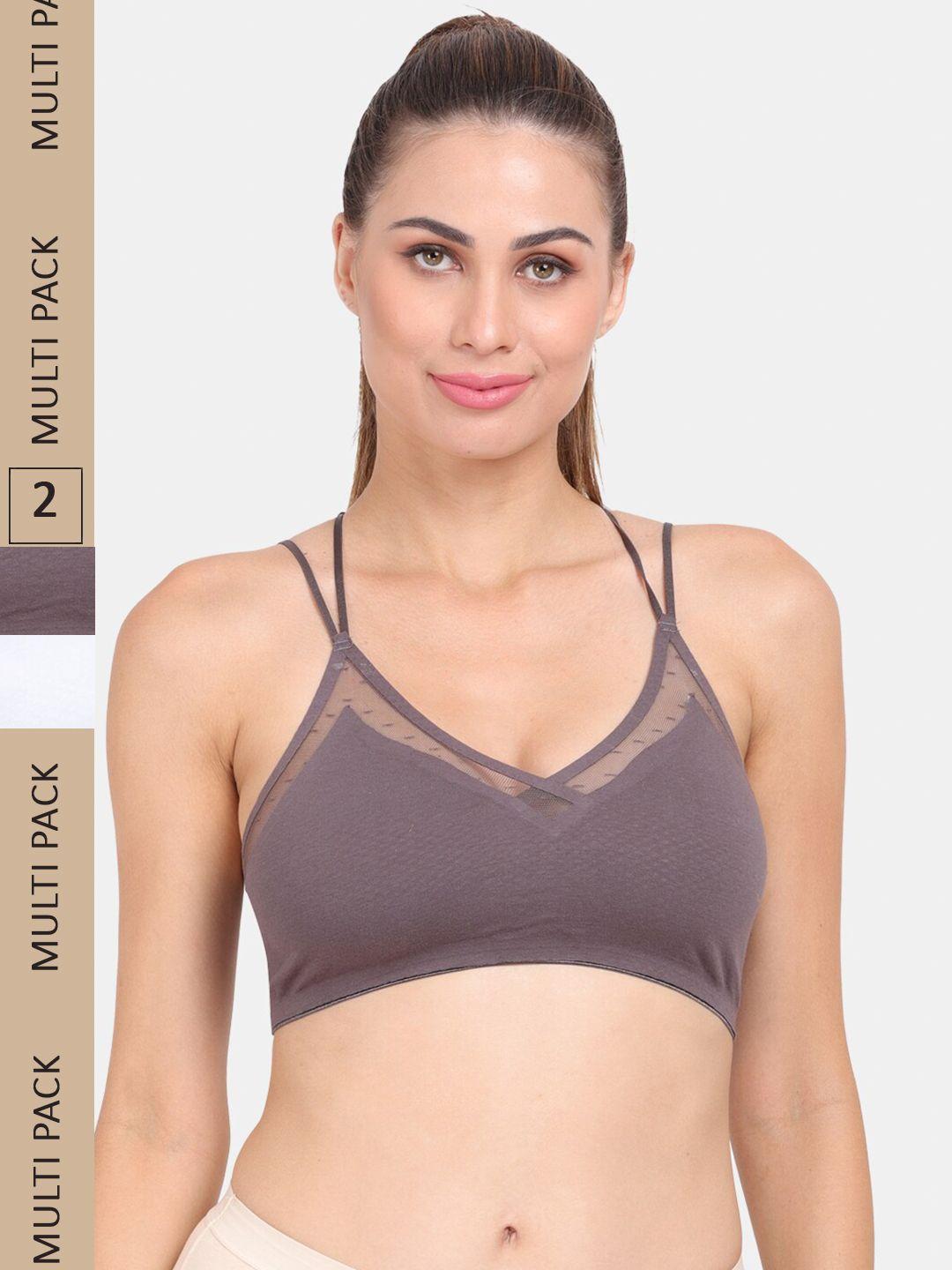 amour secret pack of 2 seamless lightly padded anti-odour sports bra s6351_dgry_sblu