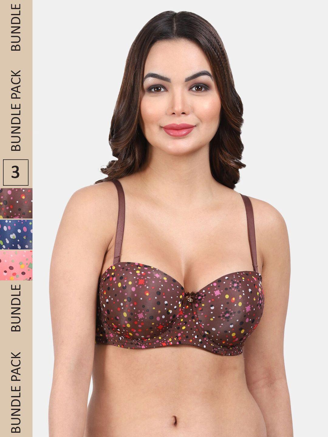 amour secret pack of 3 geometric printed lightly padded underwired all day comfort bra