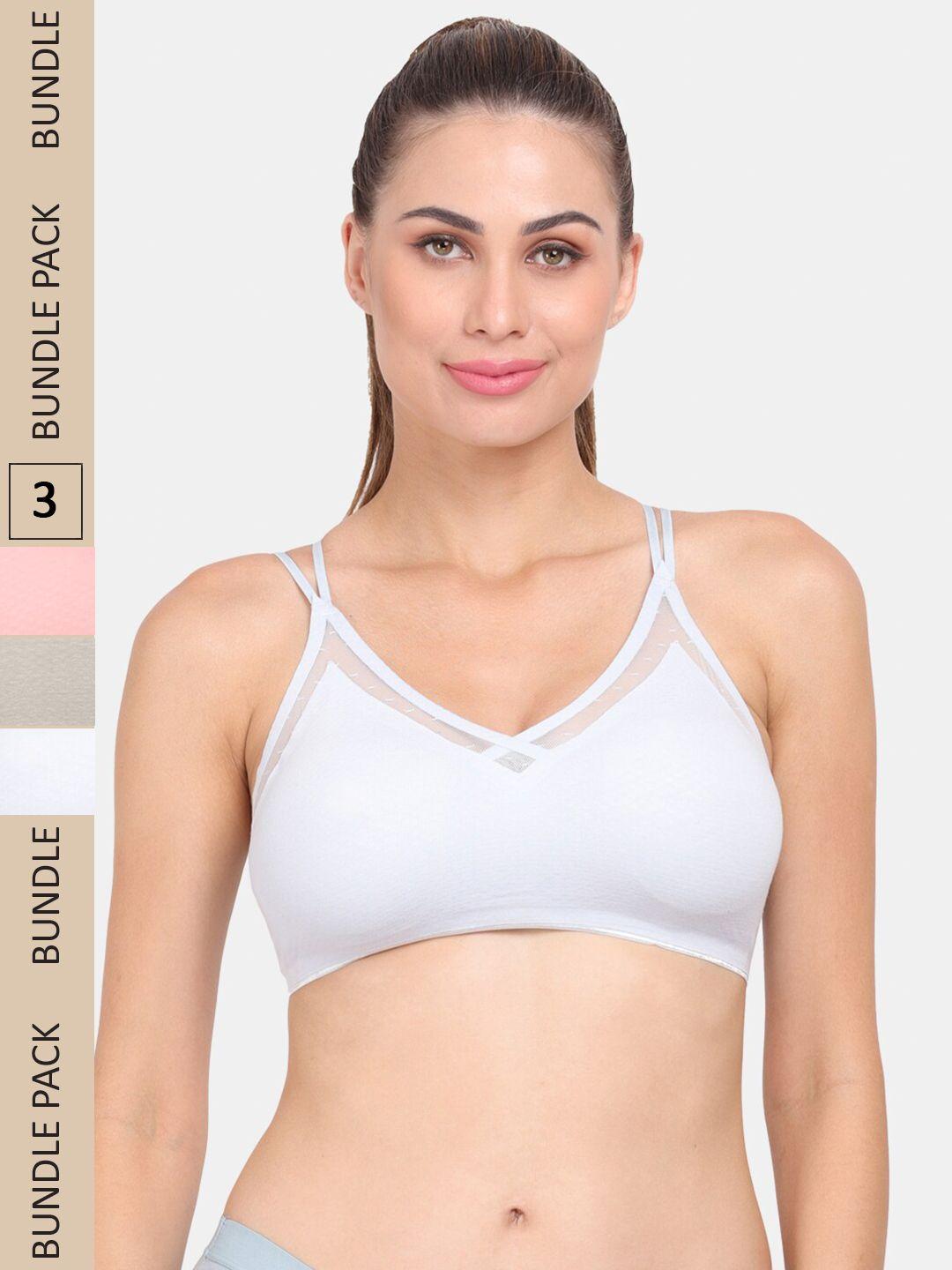 amour secret pack of 3 lightly padded & non-wired seamless anti odour workout bra