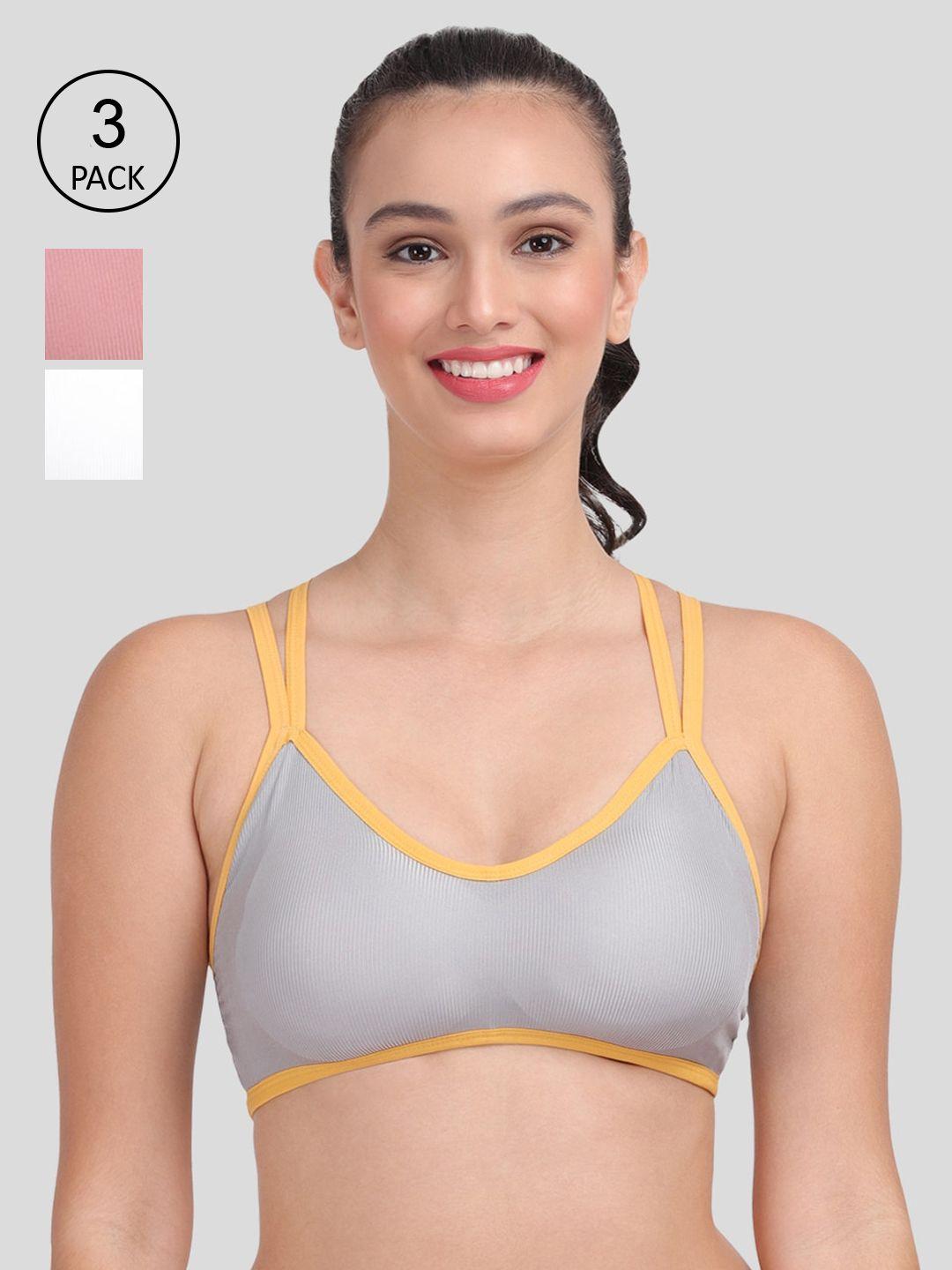 amour secret pack of 3 pink & white dry fit sports bra