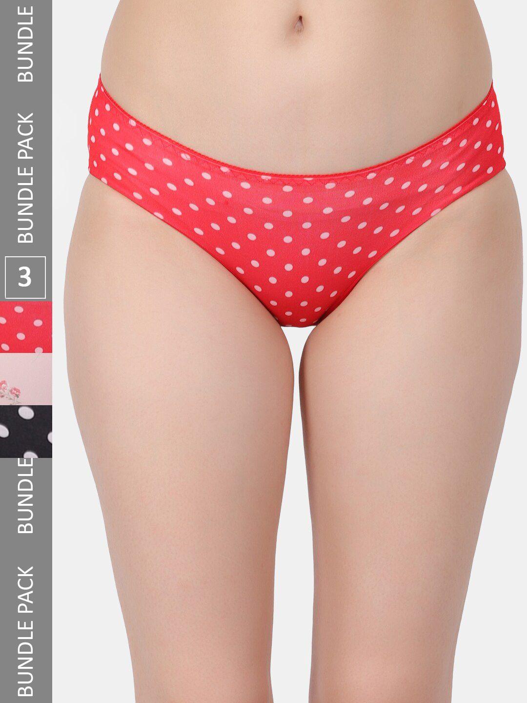amour secret pack of 3 printed leak proof hipster briefs p2013_red_lpnk_blk