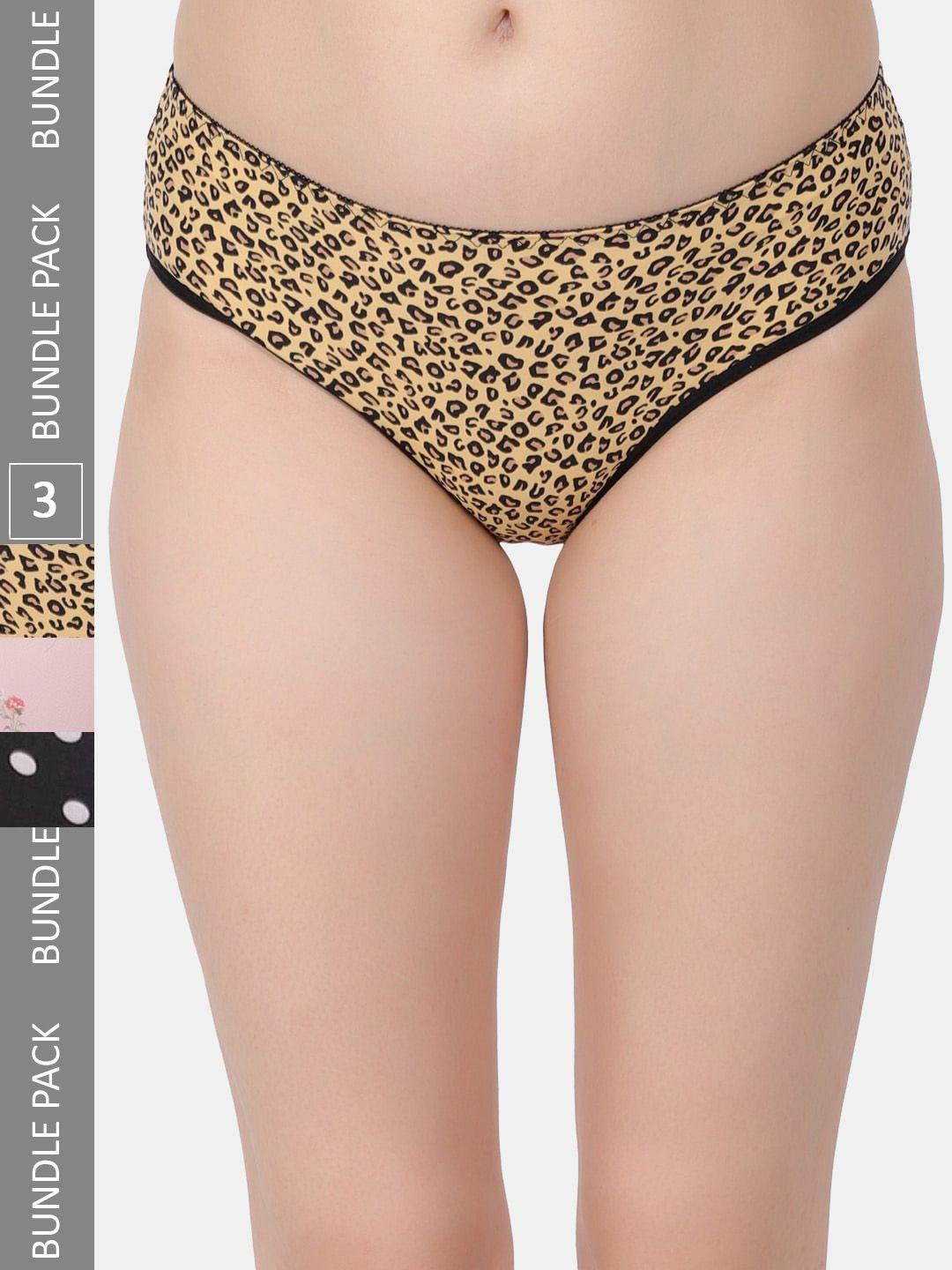 amour secret pack of 3 printed leak proof hipster briefs p2013_ylw_lpnk_blk