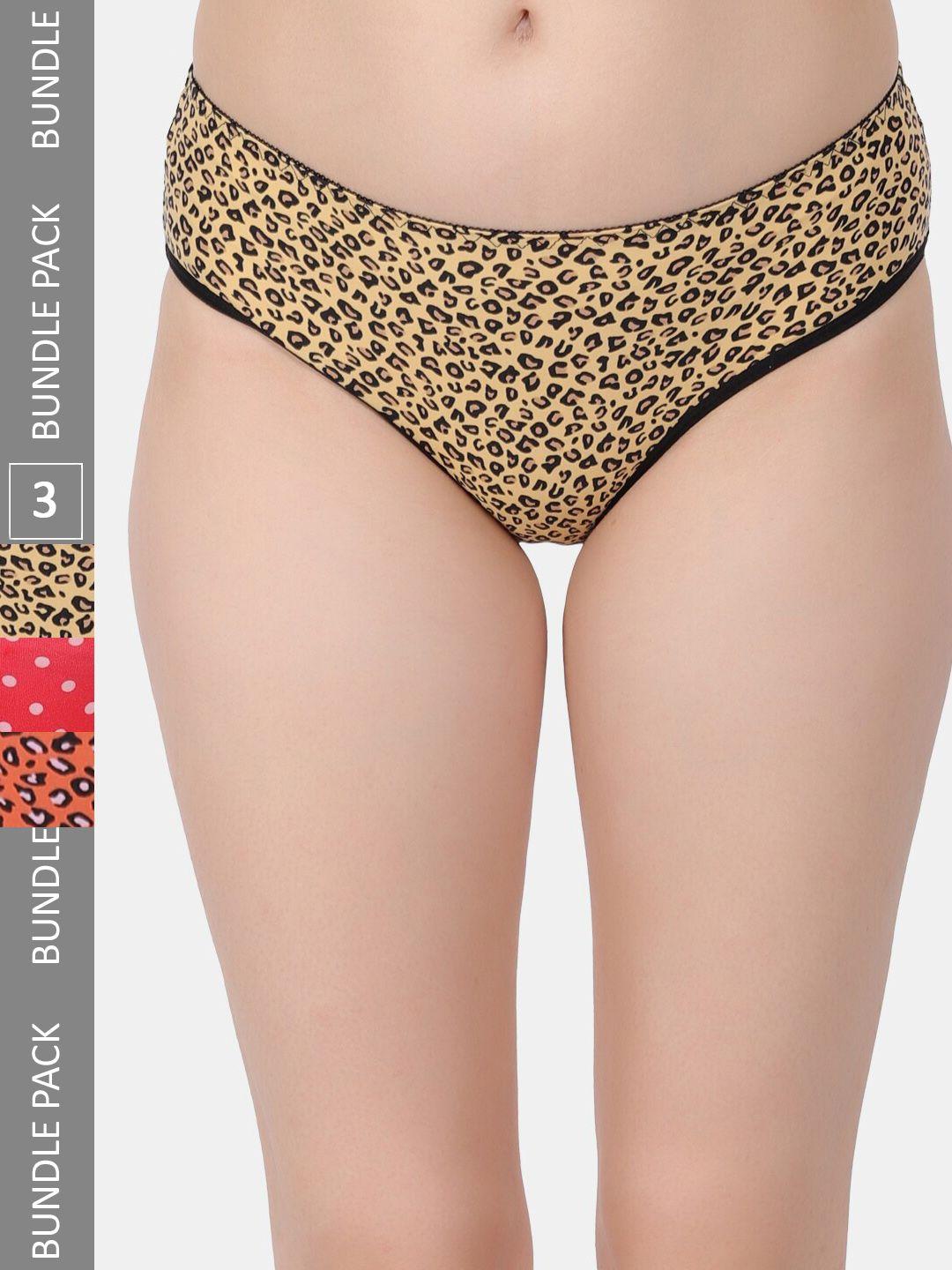 amour secret pack of 3 printed leak proof hipster briefs