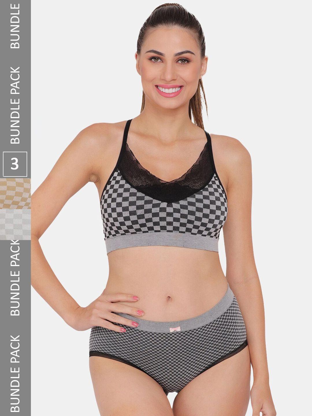 amour secret pack of 3 printed sports lingerie set