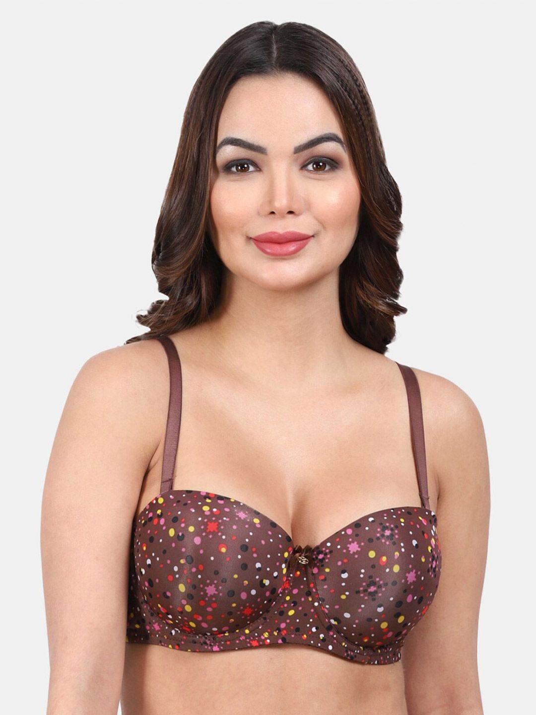 amour secret polka dot printed lightly padded medium coverage underwired balconette bra