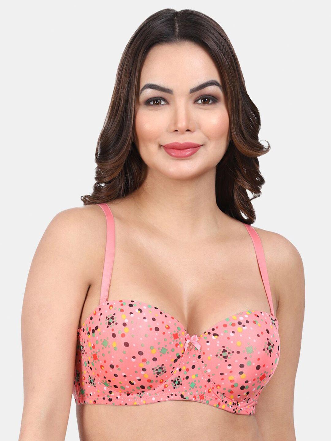 amour secret printed underwired lightly padded all day comfort  seamless balconette bra