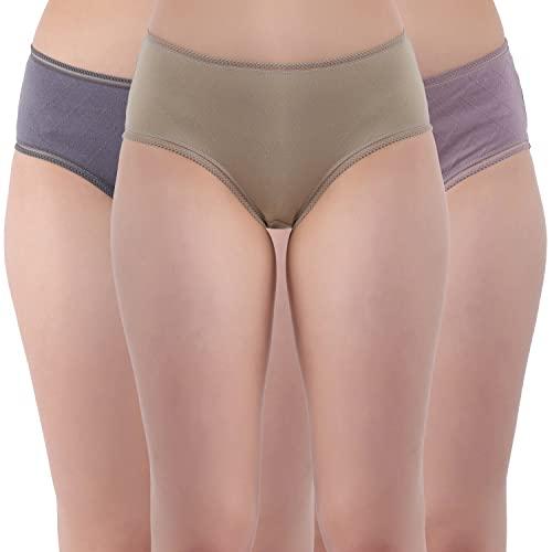 amour secret women's stretch cotton pack of 3 mid rise hipster panty p701 green-grey-mauve xl