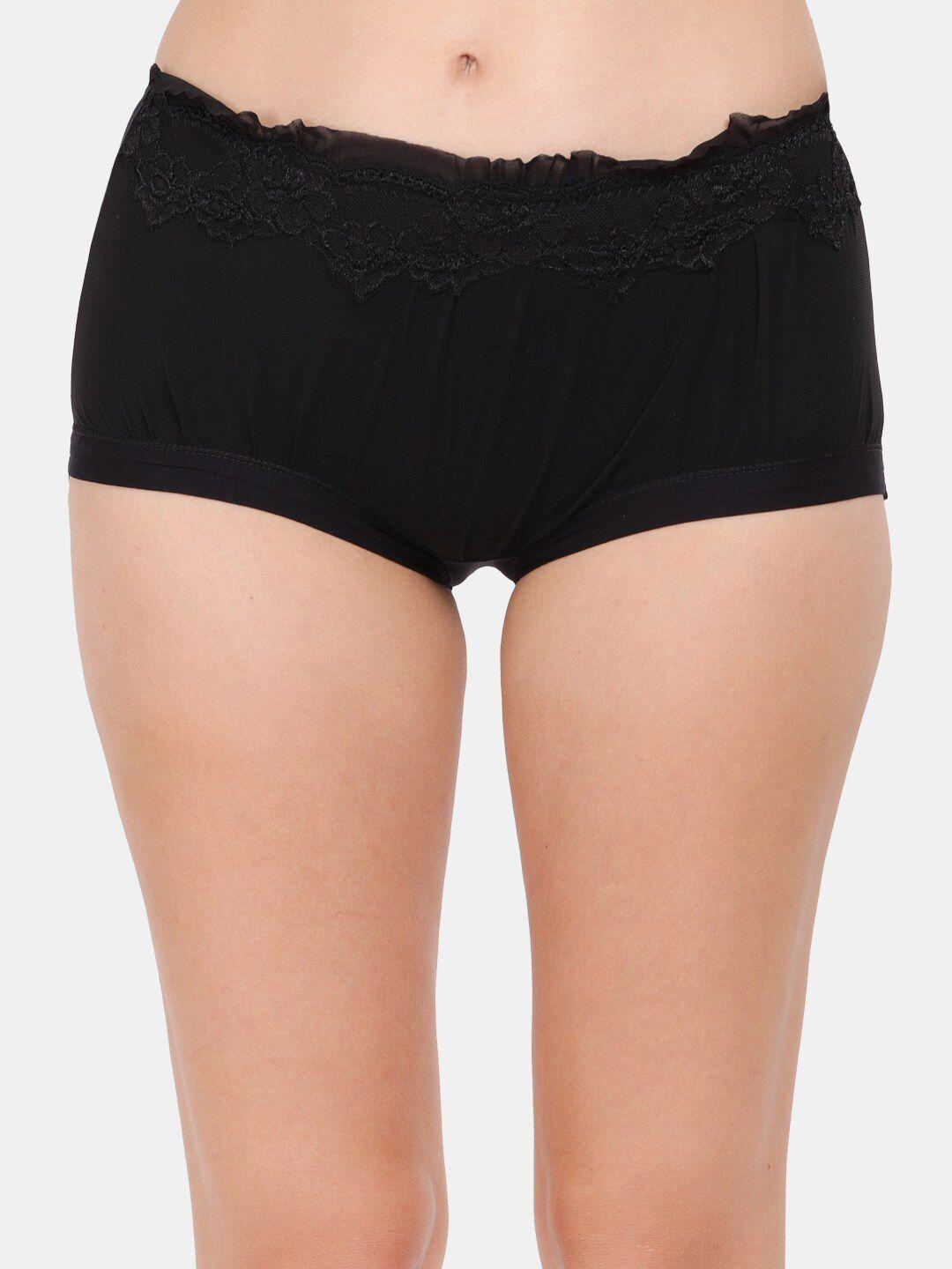 amour secret women black solid lace anti odour hipster briefs