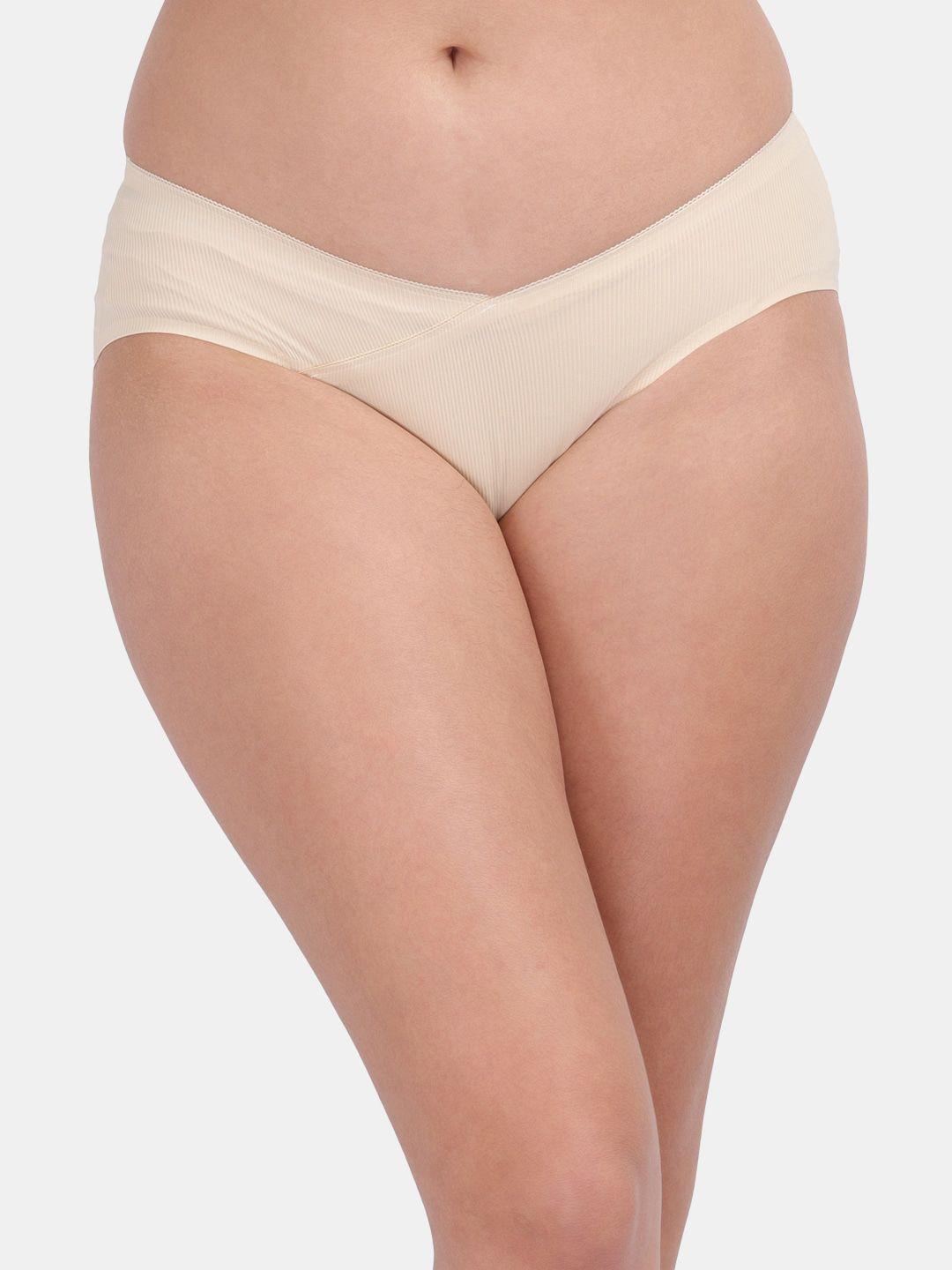 amour secret women cream-colored solid anti-odour hipster brief