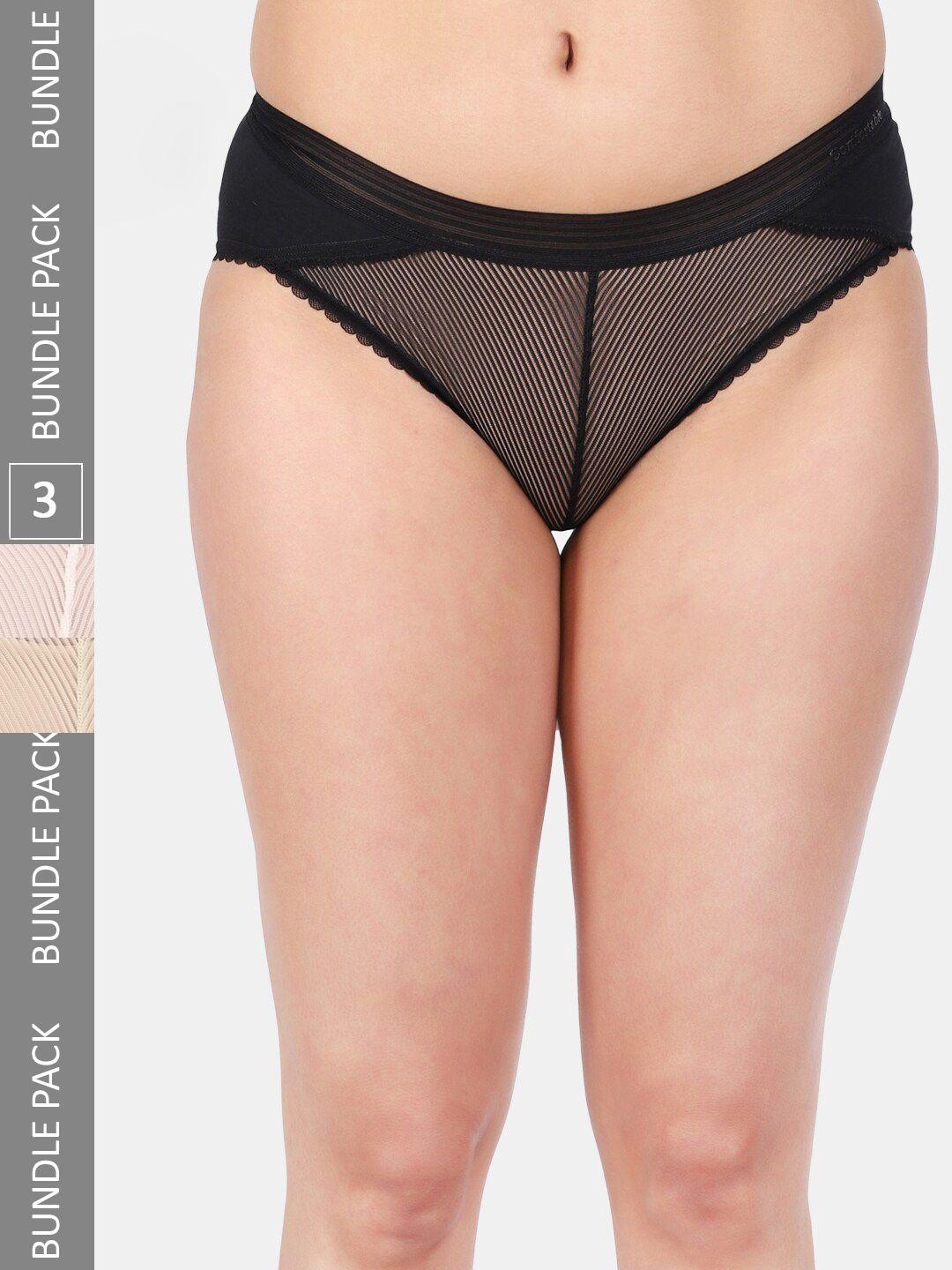 amour secret women pack of 3 anti bacterial lace hipster briefs