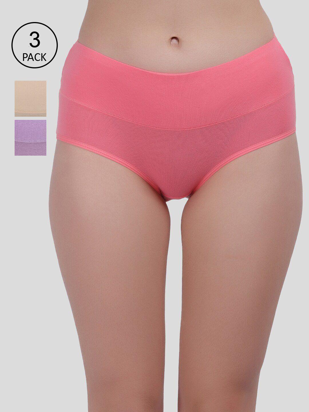 amour secret women pack of 3 purple solid hipster briefs