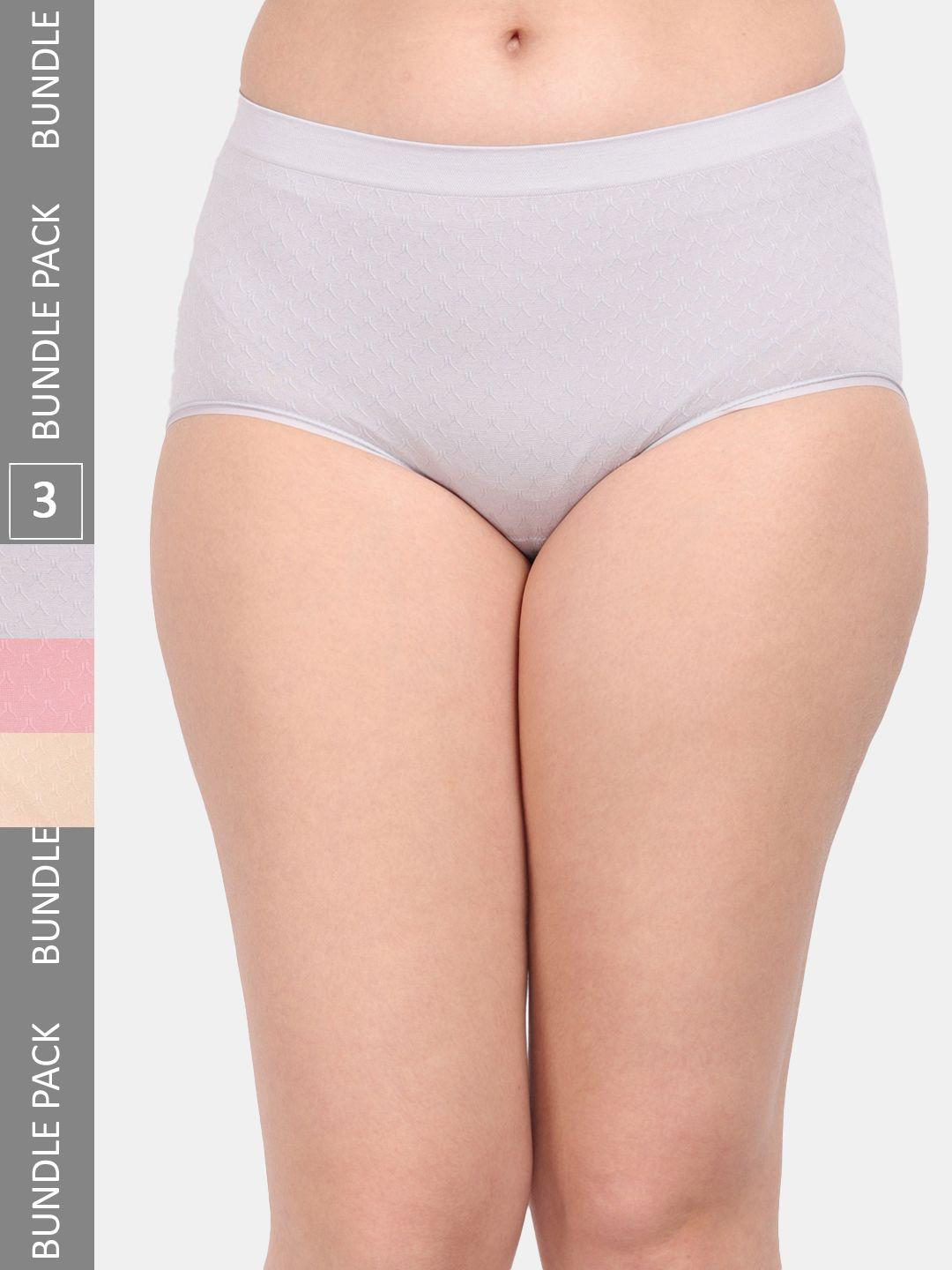 amour secret women pack of 3 self design anti microbial hipster briefs