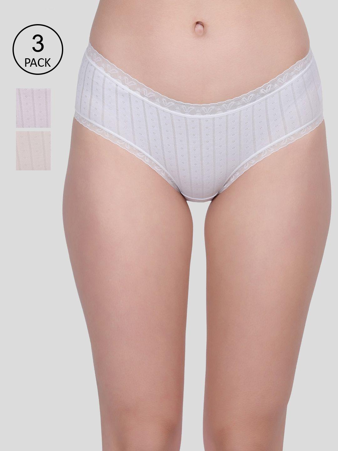 amour secret women pack of 3 striped hipster  briefs
