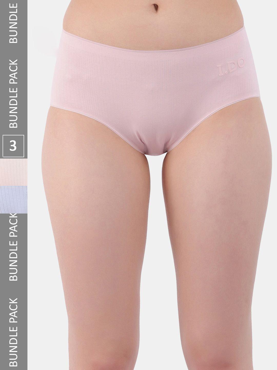 amour secret women pack of 3 striped mid-rise anti-bacterial hipster briefs