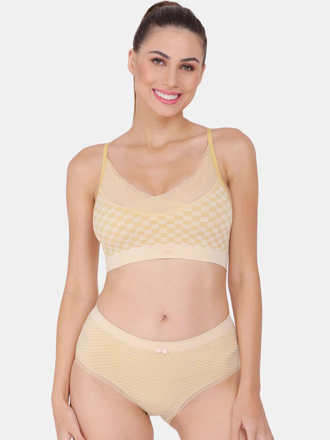 amour secret women yellow printed lingerie set