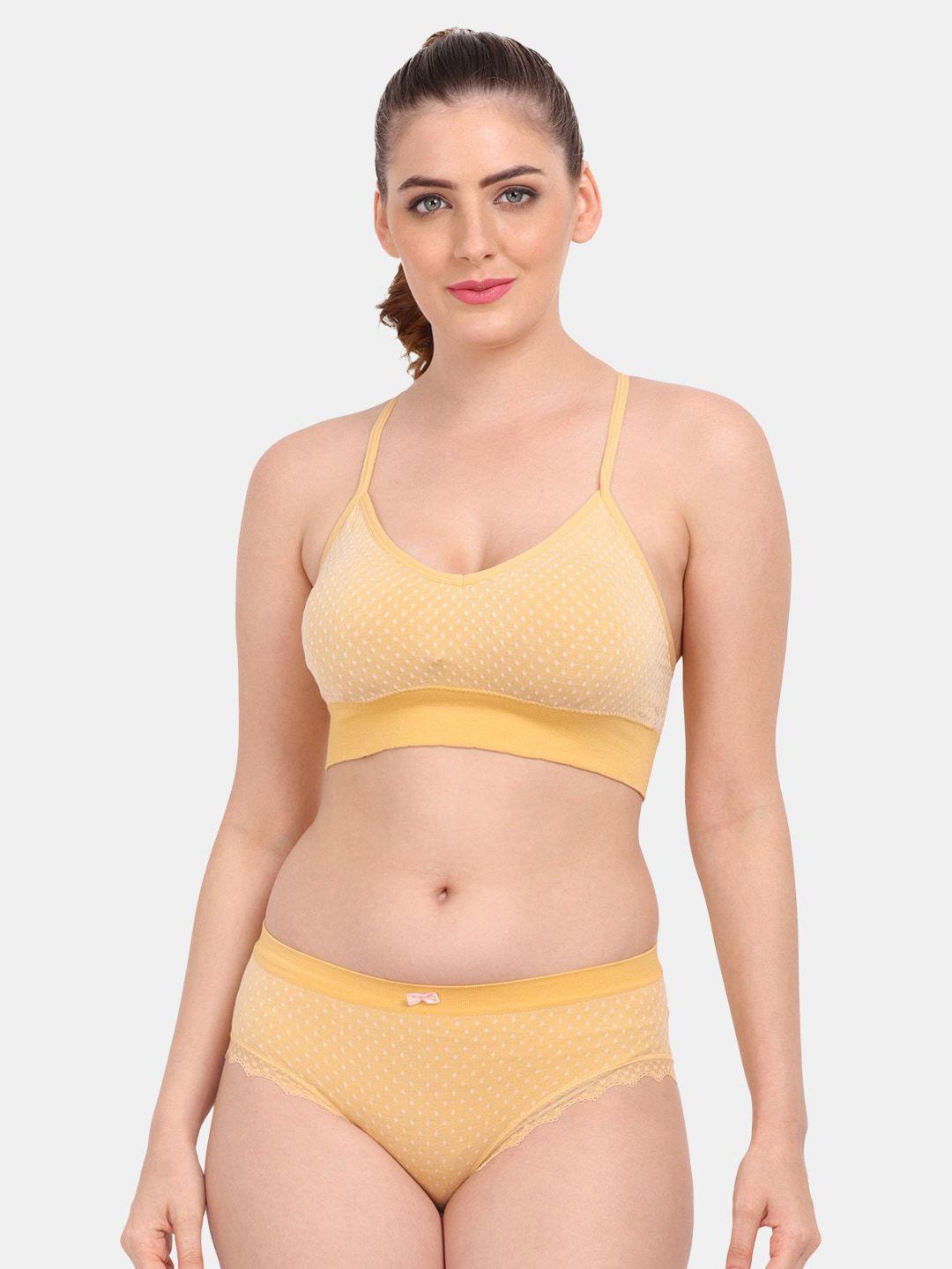 amour secret women yellow printed lingerie set