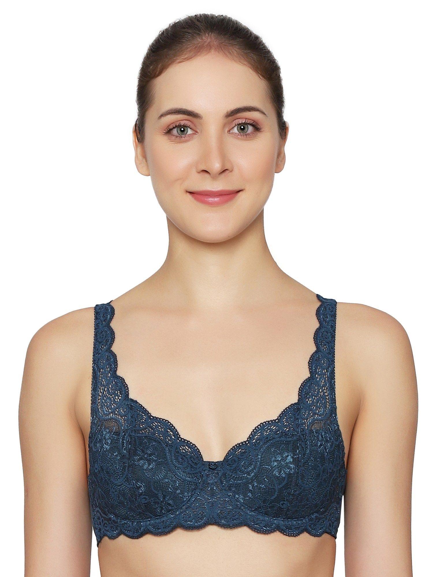 amourette 300 wired padded lace everyday bra-blue