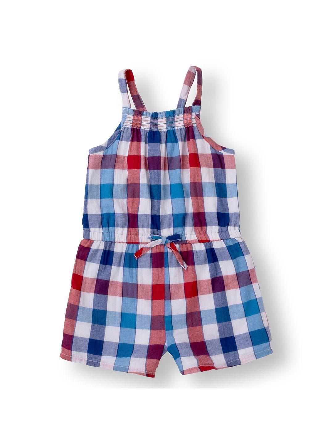 amped girls checked cotton rompers