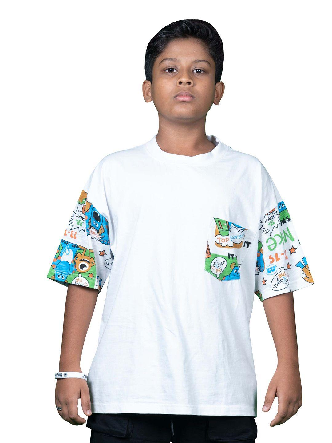 amped boys graphic printed drop-shoulder sleeves bio finish cotton oversized t-shirt