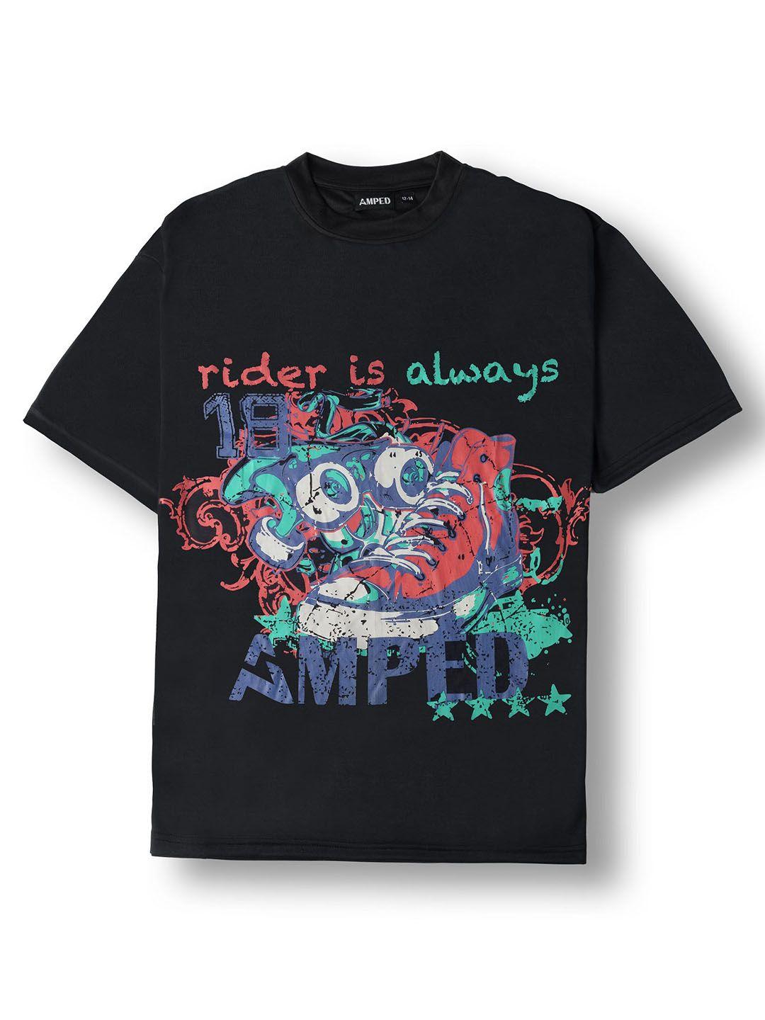 amped boys graphic printed round neck cotton t-shirt