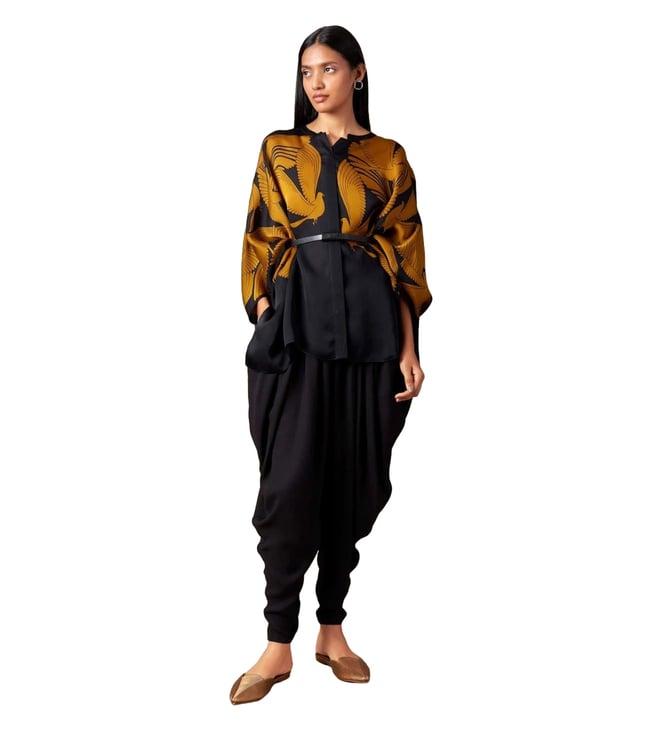 ampm black nirvaan raynah kaftan shirt with dhoti pant