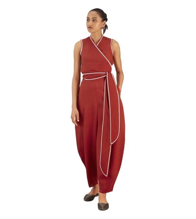 ampm rust ekam iva wrap top with pant