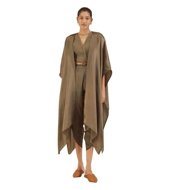 ampm taupe bagh cape with top and pant